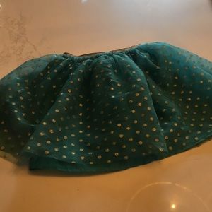 Aqua polka dot skirt